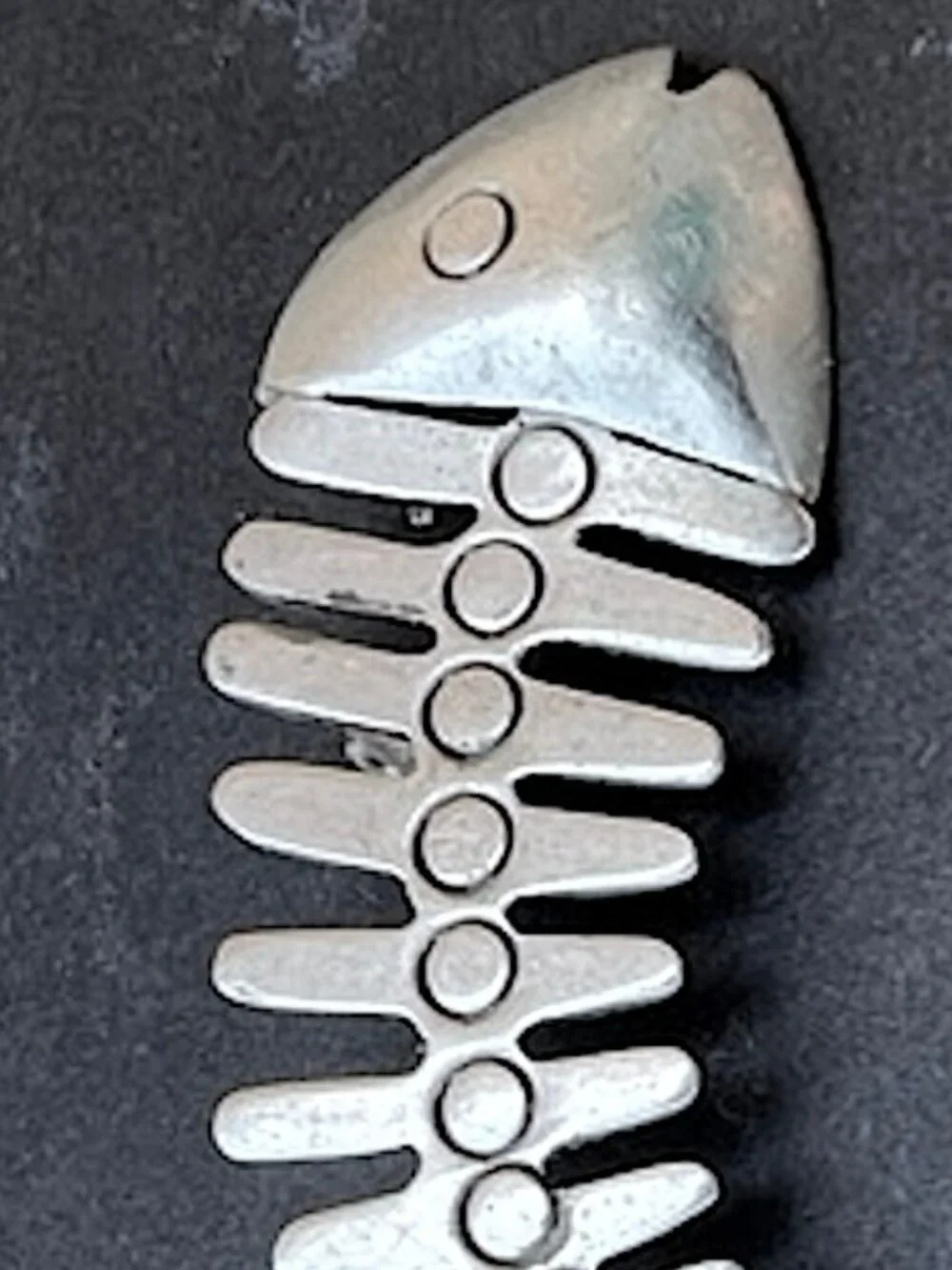 Vintage Mexican Silver Plate Fish Skeleton Brooch Pin Large 3.25